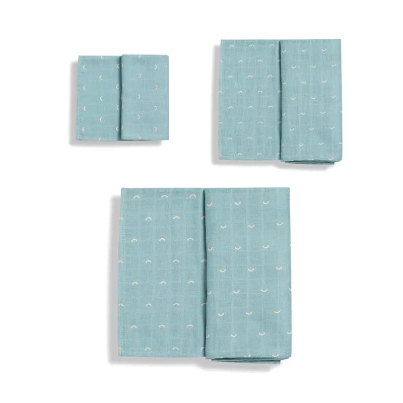 Gloop - set de 3 langes mousselines ocean green