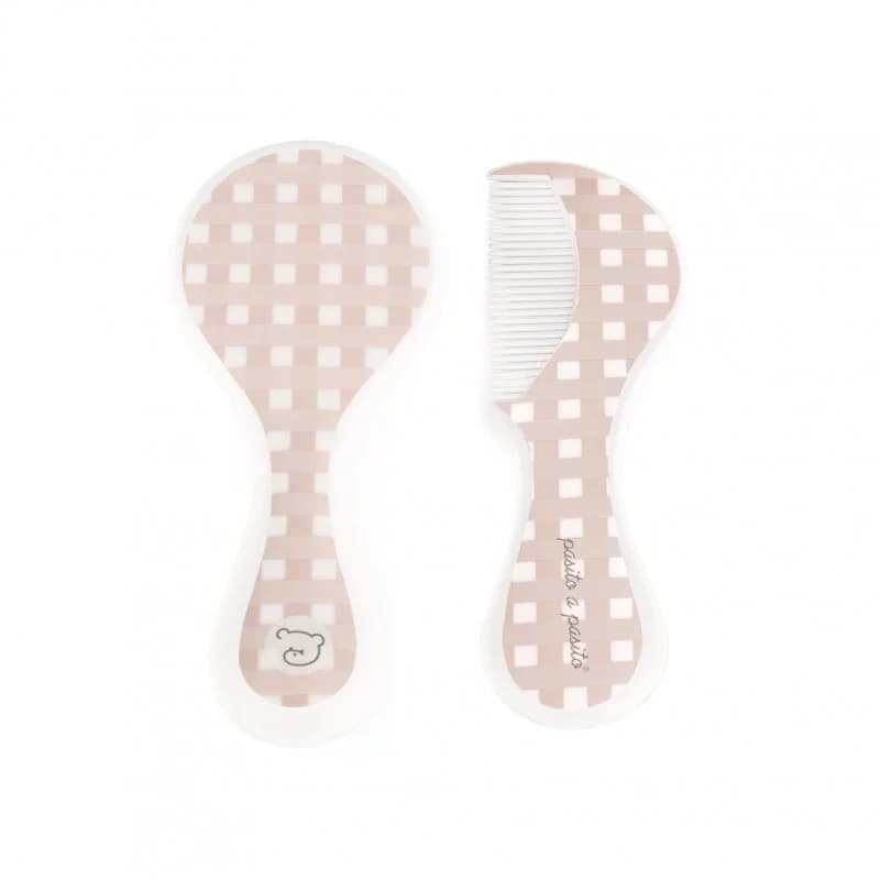 Brosse et peigne carrés - pasito a pasito rose