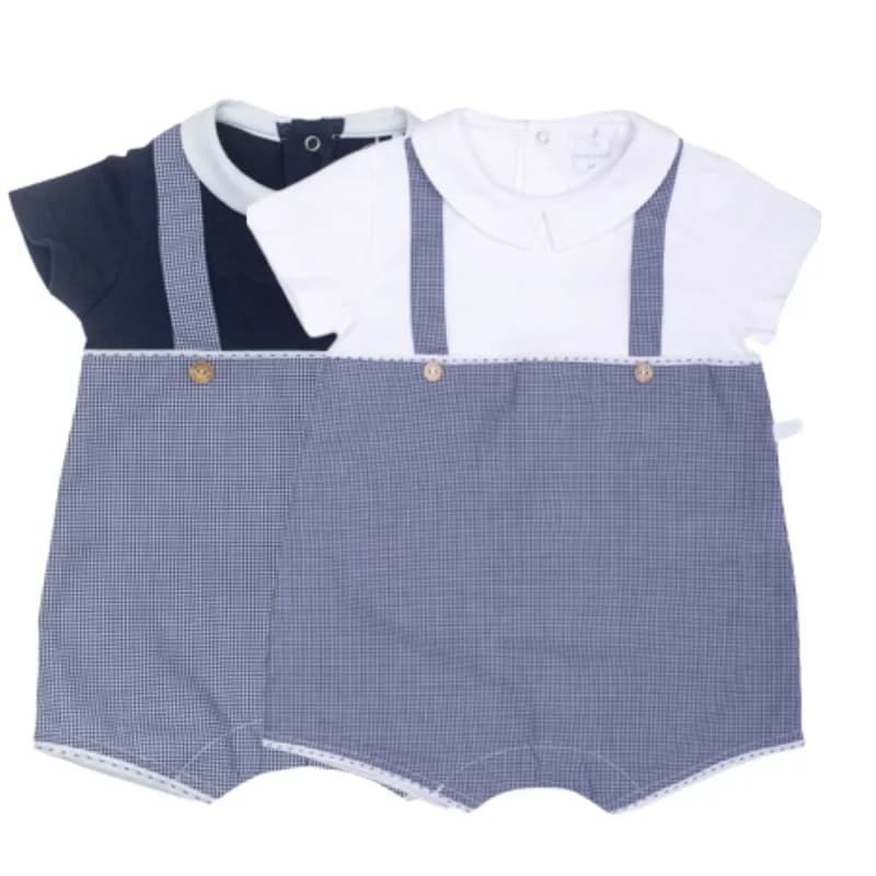 Ensemble deux en un Ă carreaux vichy laranjinha - 6 mois bleu marine