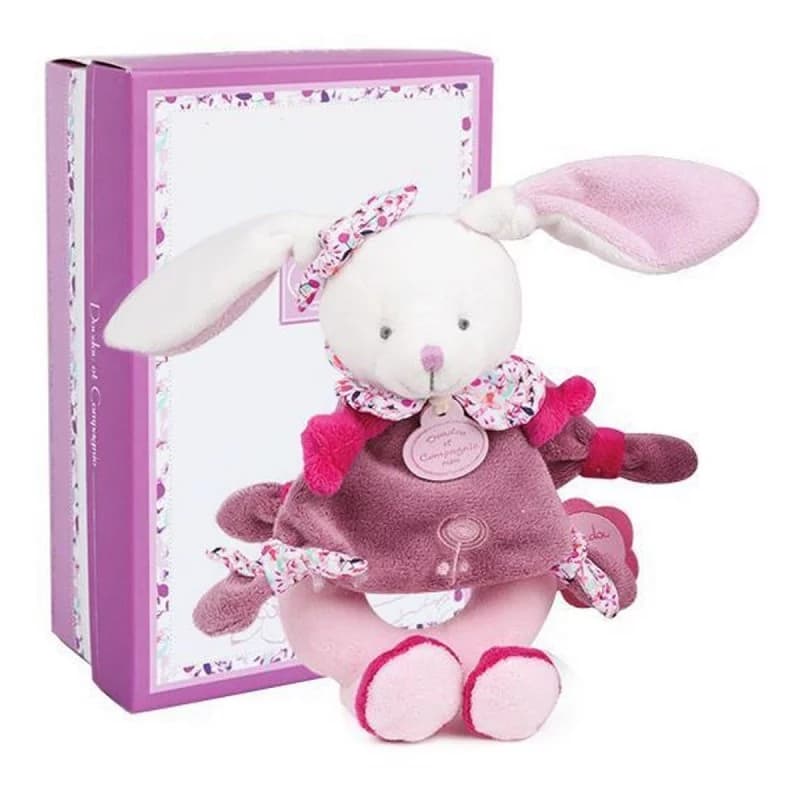 Lapin cerise - hochet 19 cm doudou et compagnie
