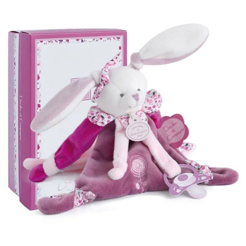 Doudou et compagnie - attache sucette lapin cerise 17 cm