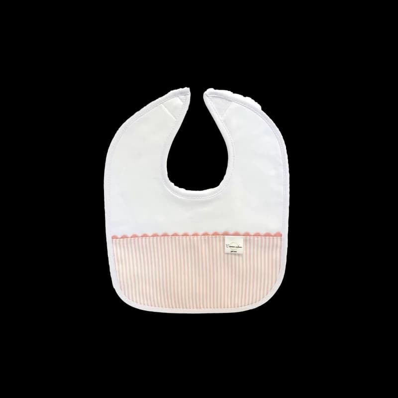 Bavoir à rayures en coton rose