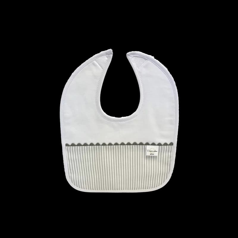 Bavoir à rayures en coton gris