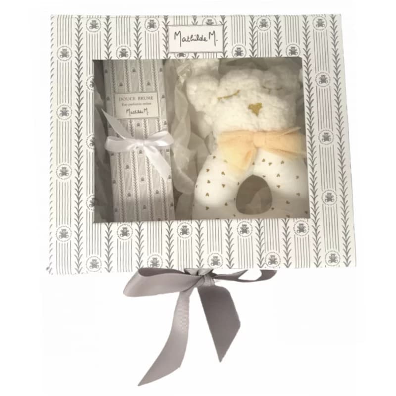 Coffret cadeau parfum et hochet chat mathilde m