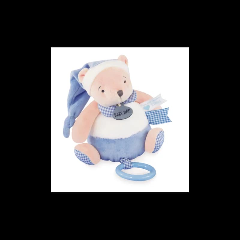 Boîte à musique ourson baby nat' bleu