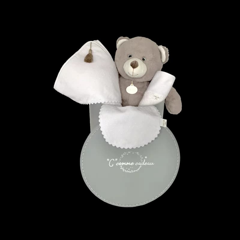 Coffret cadeau petits flocons et son ours gris