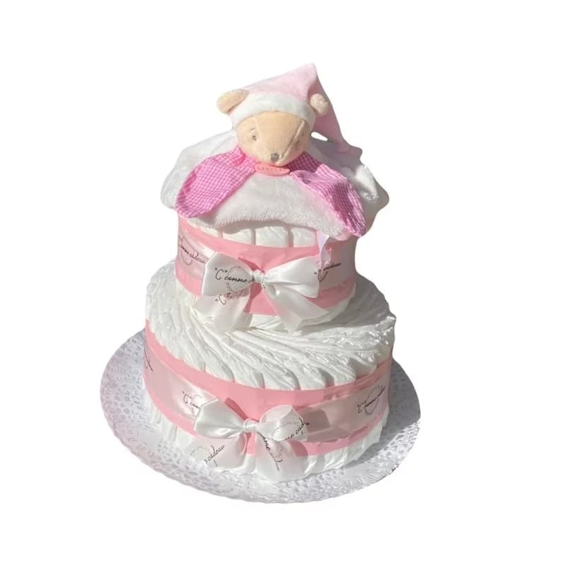 Gâteau de couches et son doudou ours