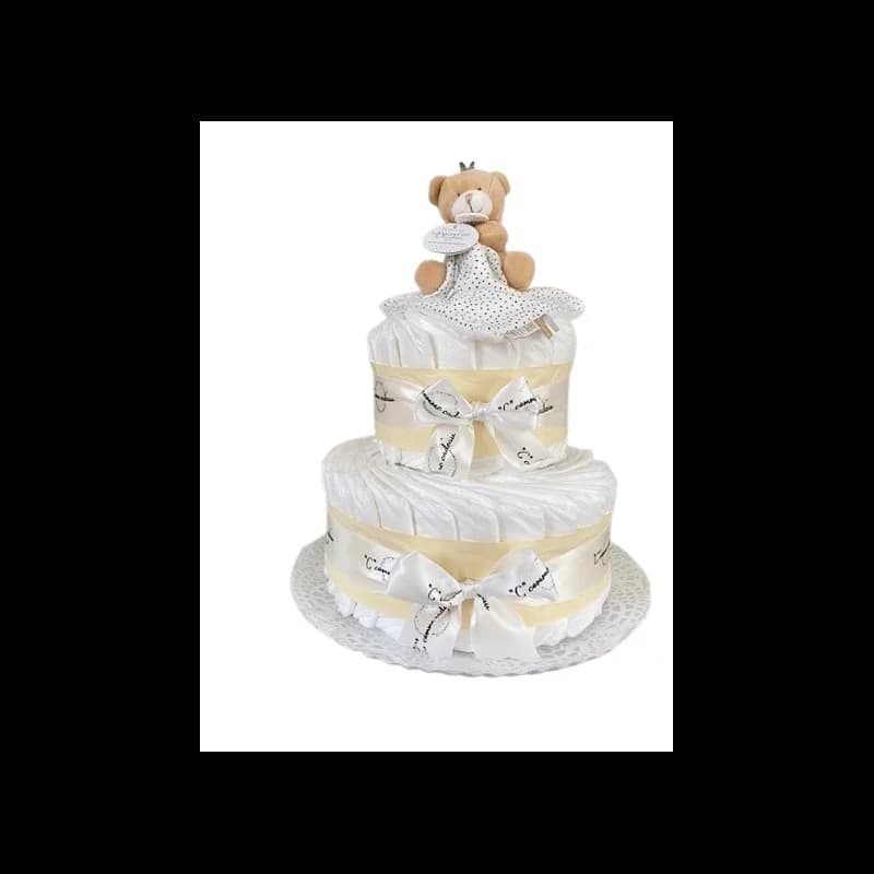 Gâteau de couches et son doudou ours