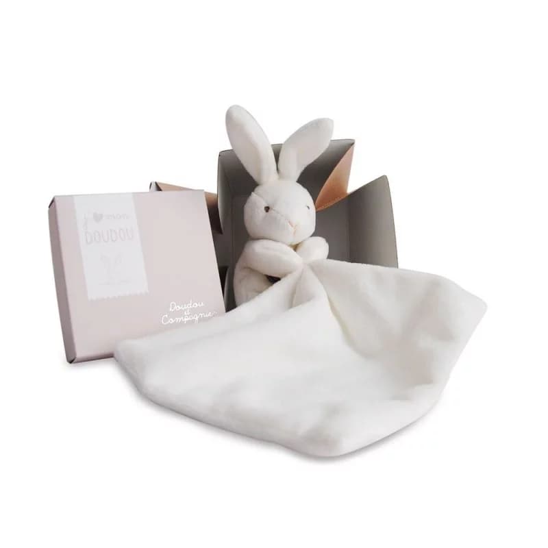 Boite fleur - lapin avec mouchoir doudou et compagnie