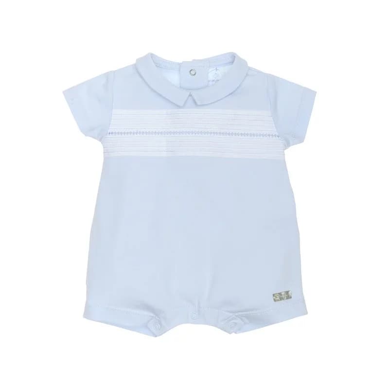 Combishort Ă nervures et broderie laranjinha - 6 mois bleu