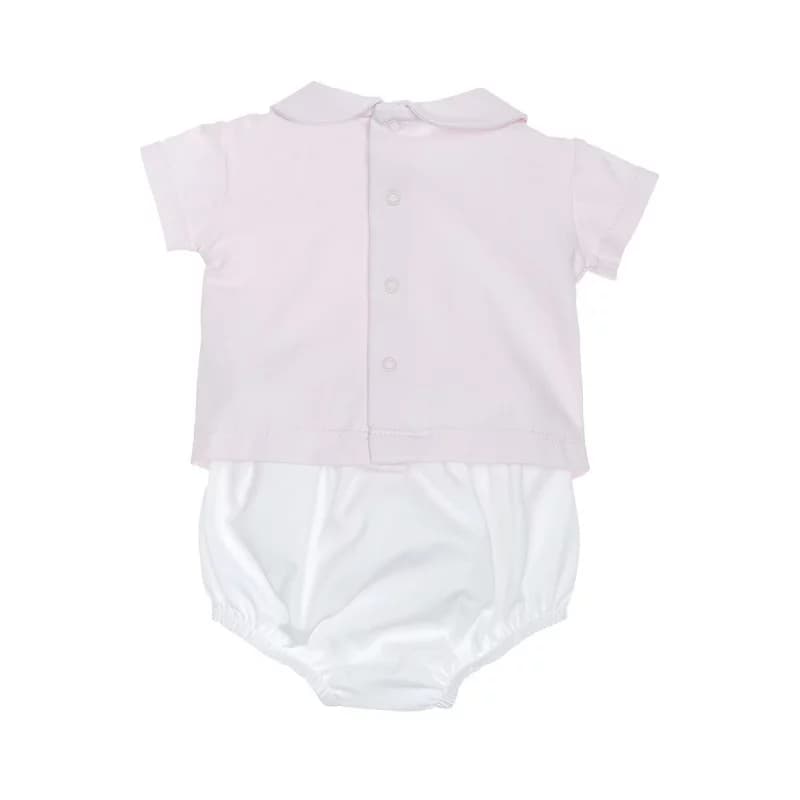 Ensemble à nervures et broderie laranjinha - 6 mois rose