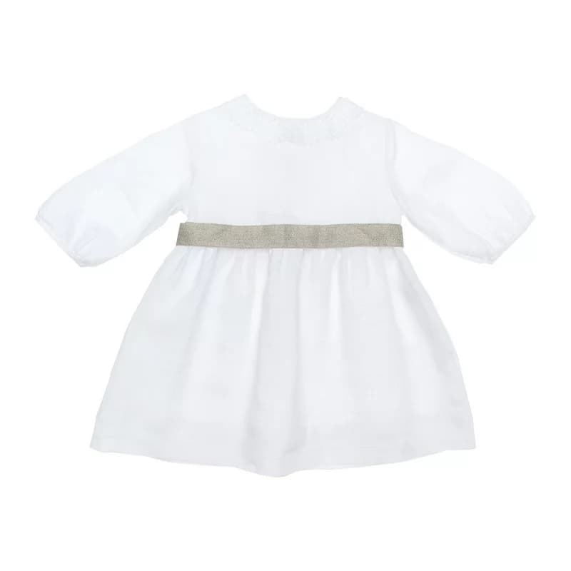 Robe en lin avec col en dentelle laranjinha - 6 mois