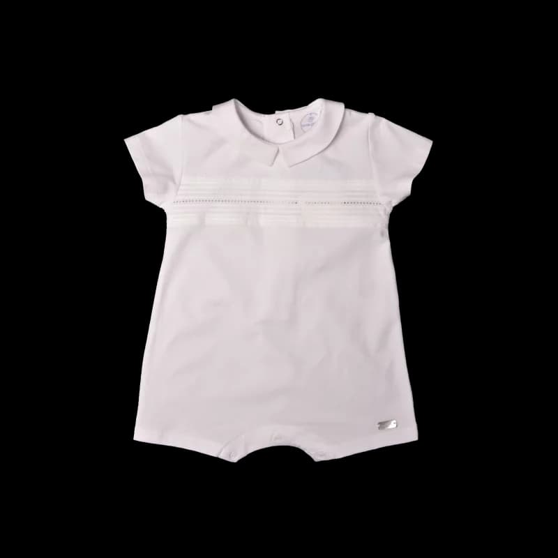 Combishort Ă nervures et broderie laranjinha - 6 mois blanc