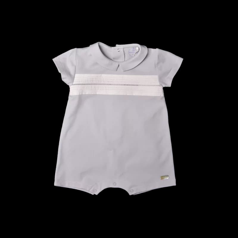 Combishort Ă nervures et broderie laranjinha - 6 mois gris