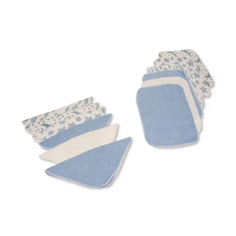 Lot de 12 lingettes réutilisables bleu