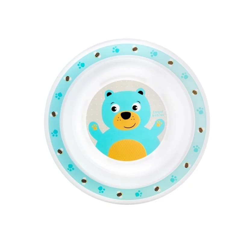 Assiette creuse animal bleu et beige gris