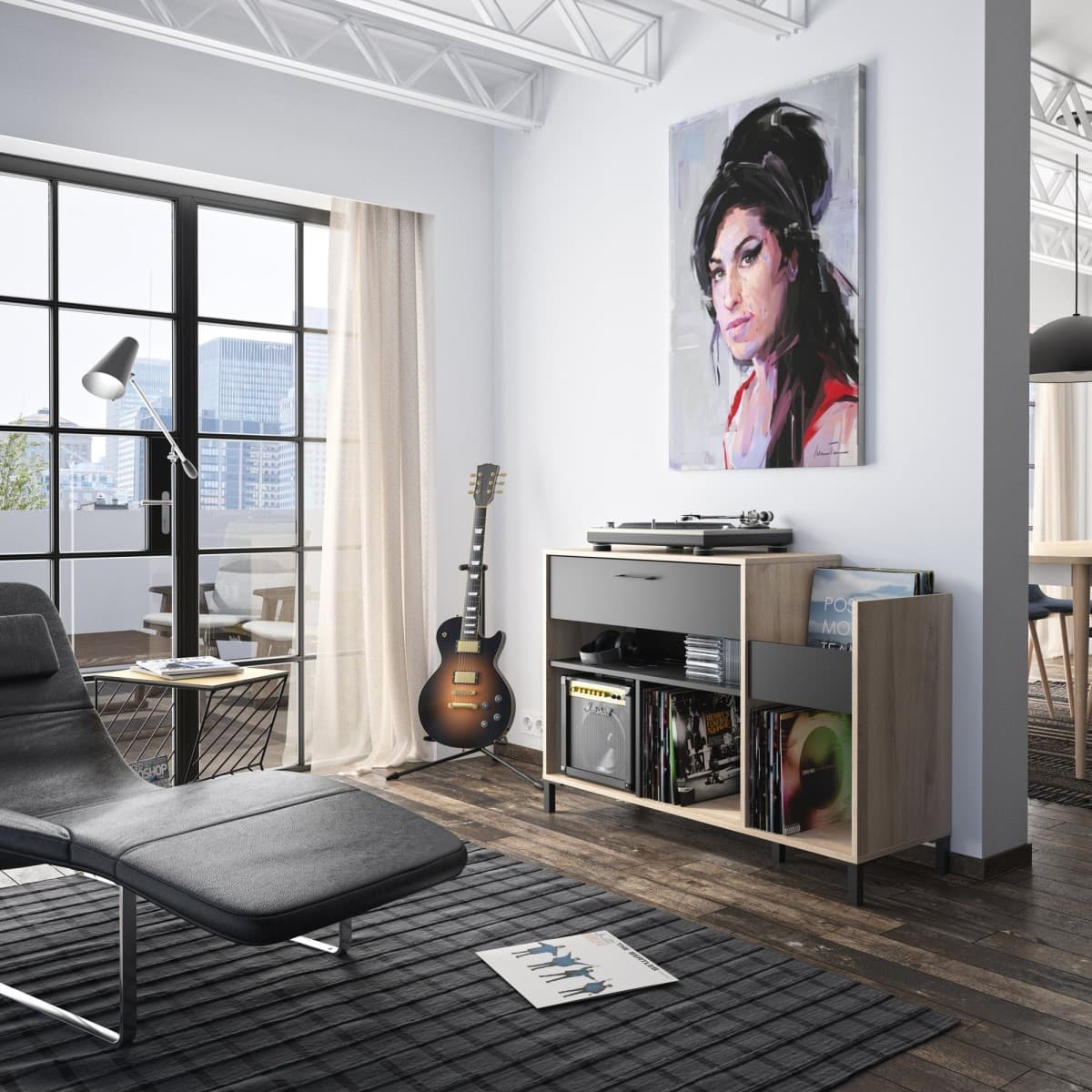 Meuble rangement vinyles Chicago - Fabrication Française - Calicosy