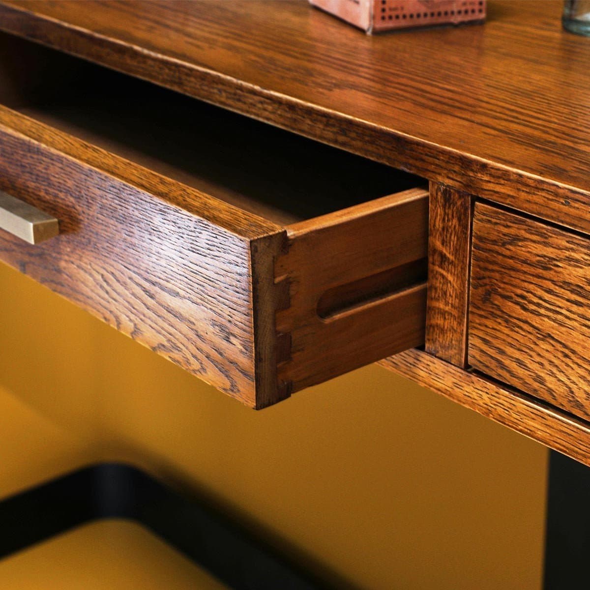 Console d'entrée en métal et chêne véritable - Calicosy