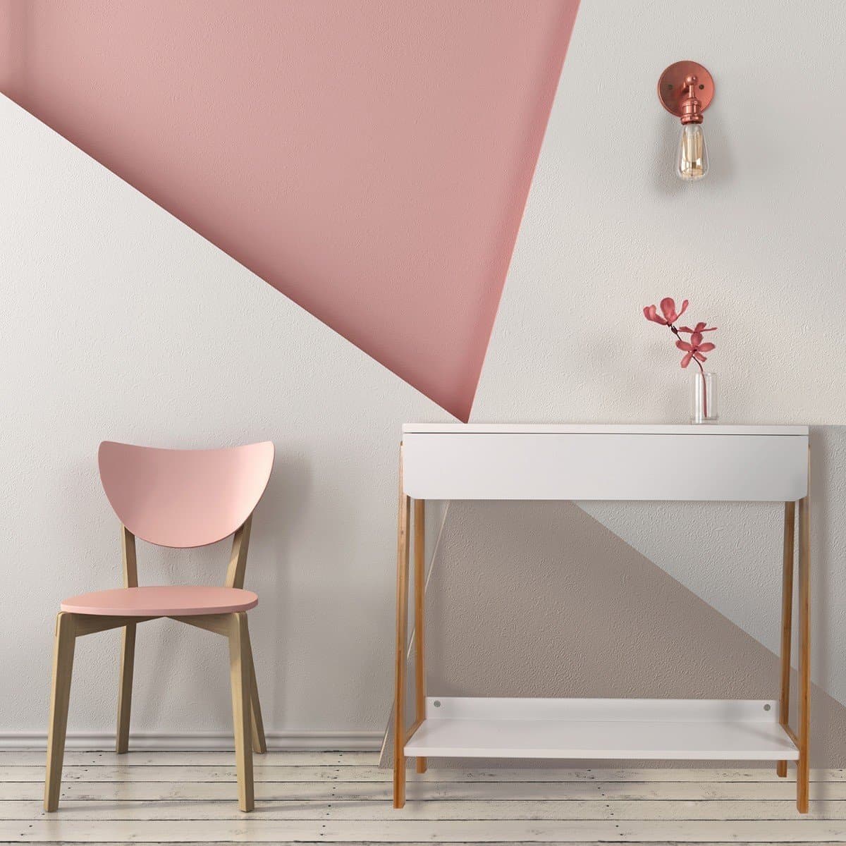 Console 1 tiroir blanc avec tablette - Calicosy