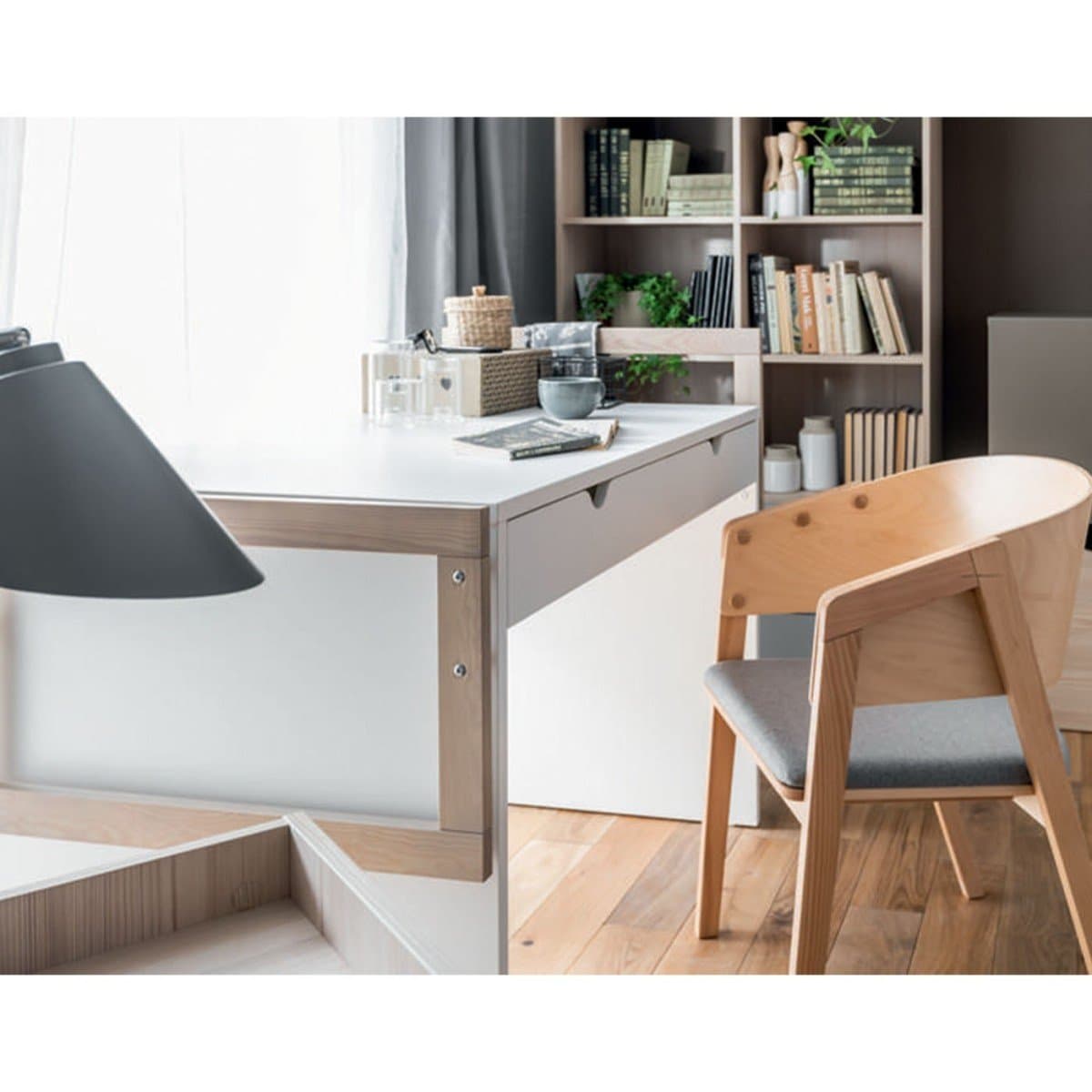 Bureau 2 tiroirs avec cube ouvert de face - STIGE - Calicosy