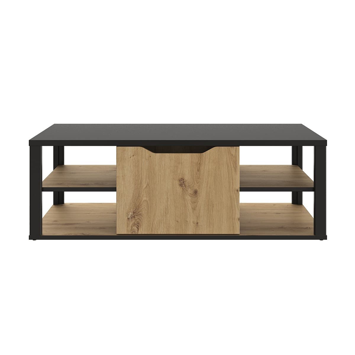 Table basse BUXTON avec rangement central - Fabrication Française - Panneaux de particules - Calicosy