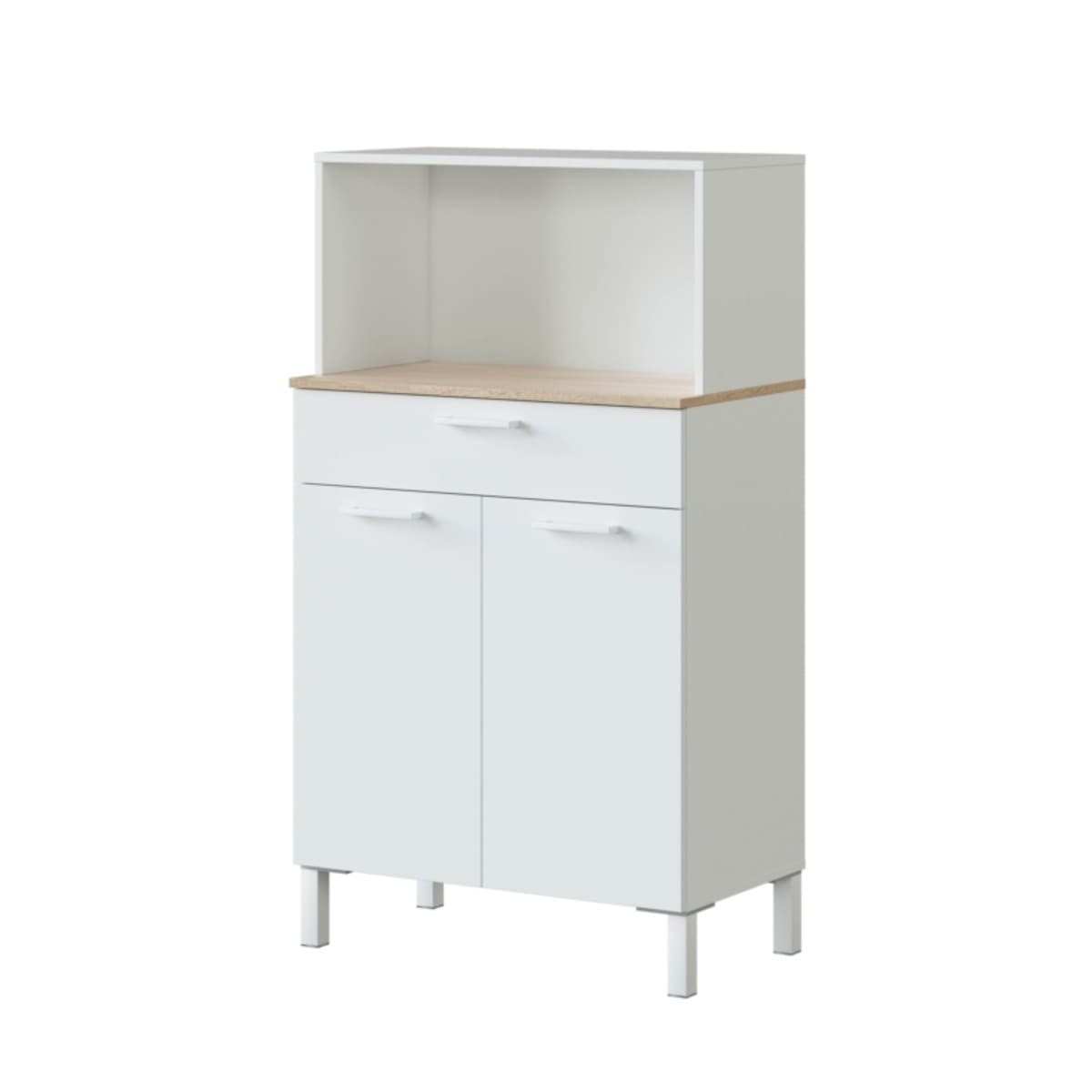 Buffet de cuisine 2 portes et 1 tiroir Kira - L72 x H126 cm - Panneaux de particules - Calicosy
