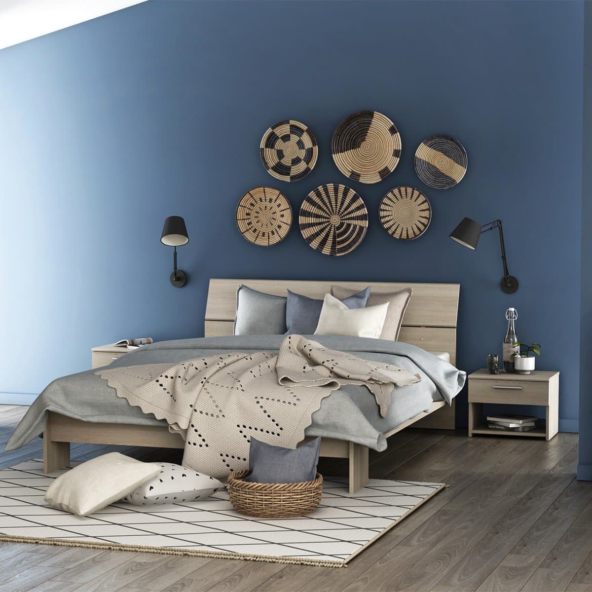 Chevet 1 Tiroir L42,5 cm, décor Bois Clair - Pricy - Calicosy