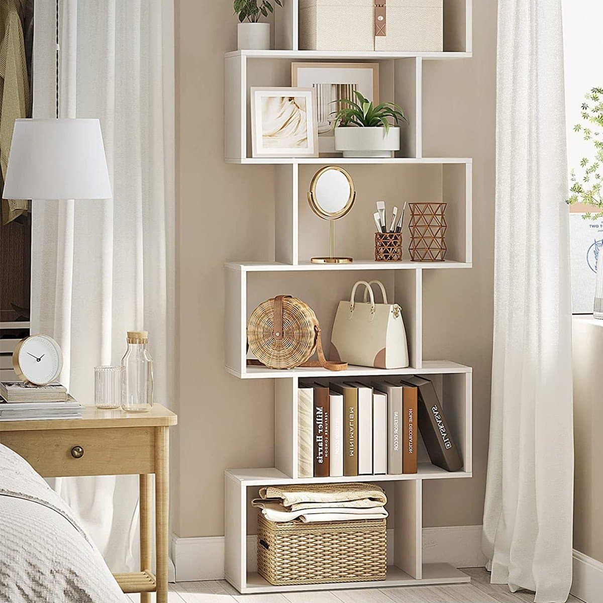 Bibliothèque blanche à 6 niveaux - L70 x H190,5 cm - Calicosy