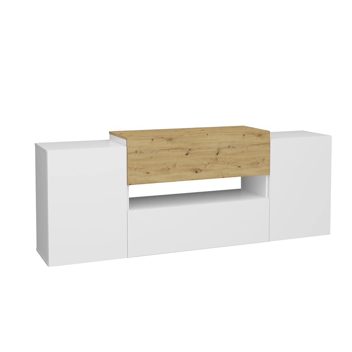 Meuble TV 2 portes 2 tiroirs Olpe - L182 cm - Panneaux de particules - Calicosy