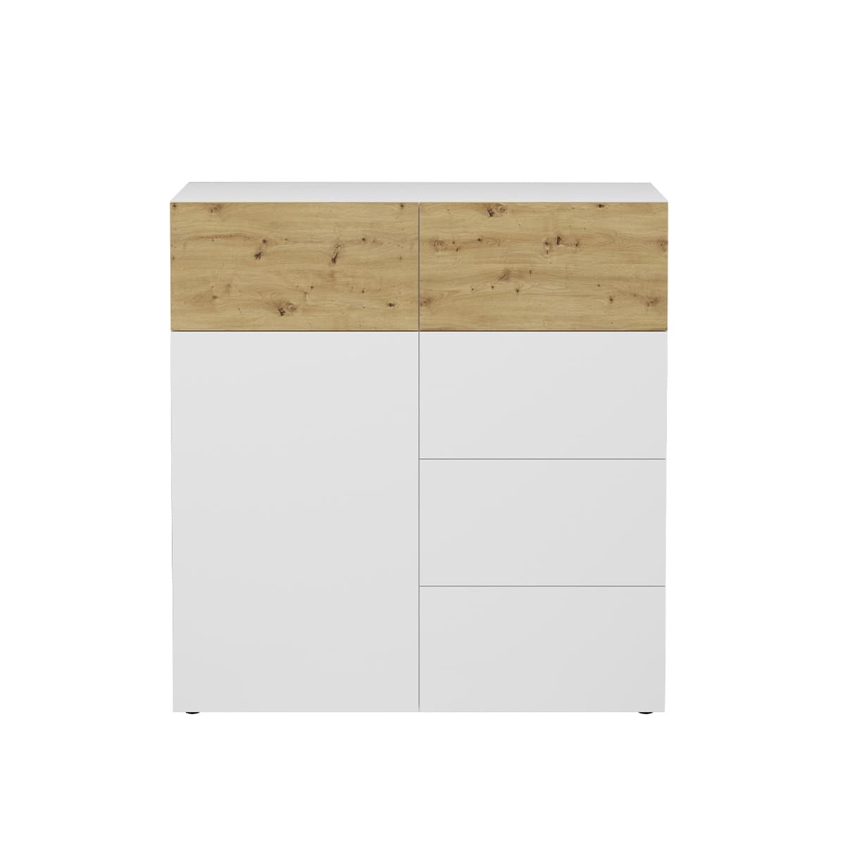 Buffet 1 porte 5 tiroirs Belm 1 - L109 x H115 cm - Panneaux de particules - Calicosy