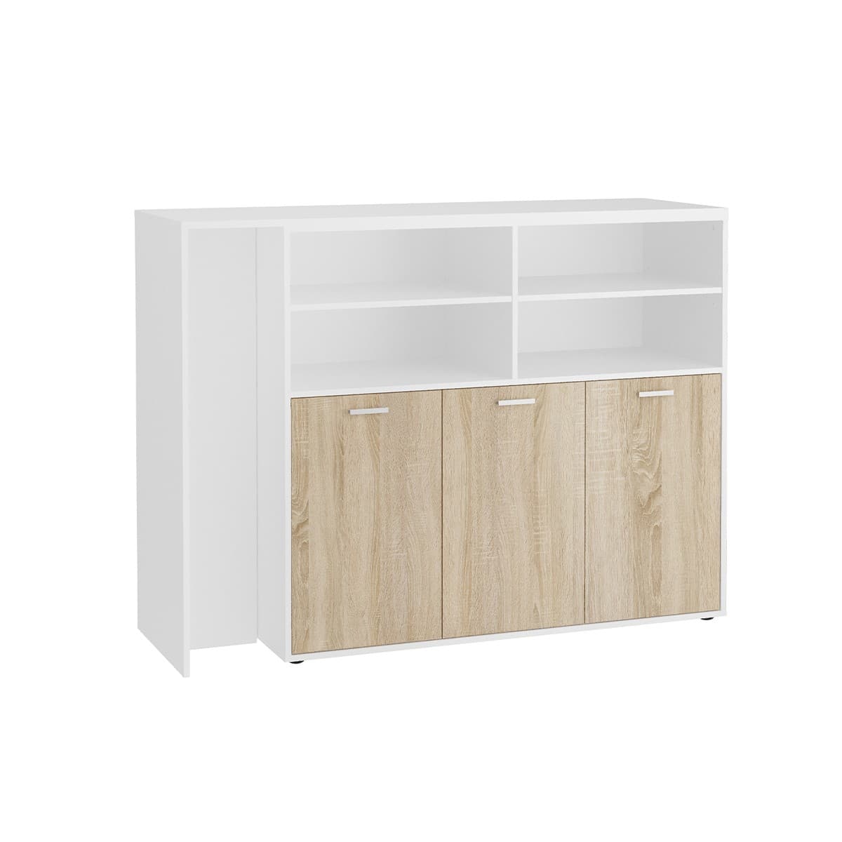 Meuble multifonctions buffet et table bar Soest- L124 x H113 cm - Panneaux de particules - Calicosy