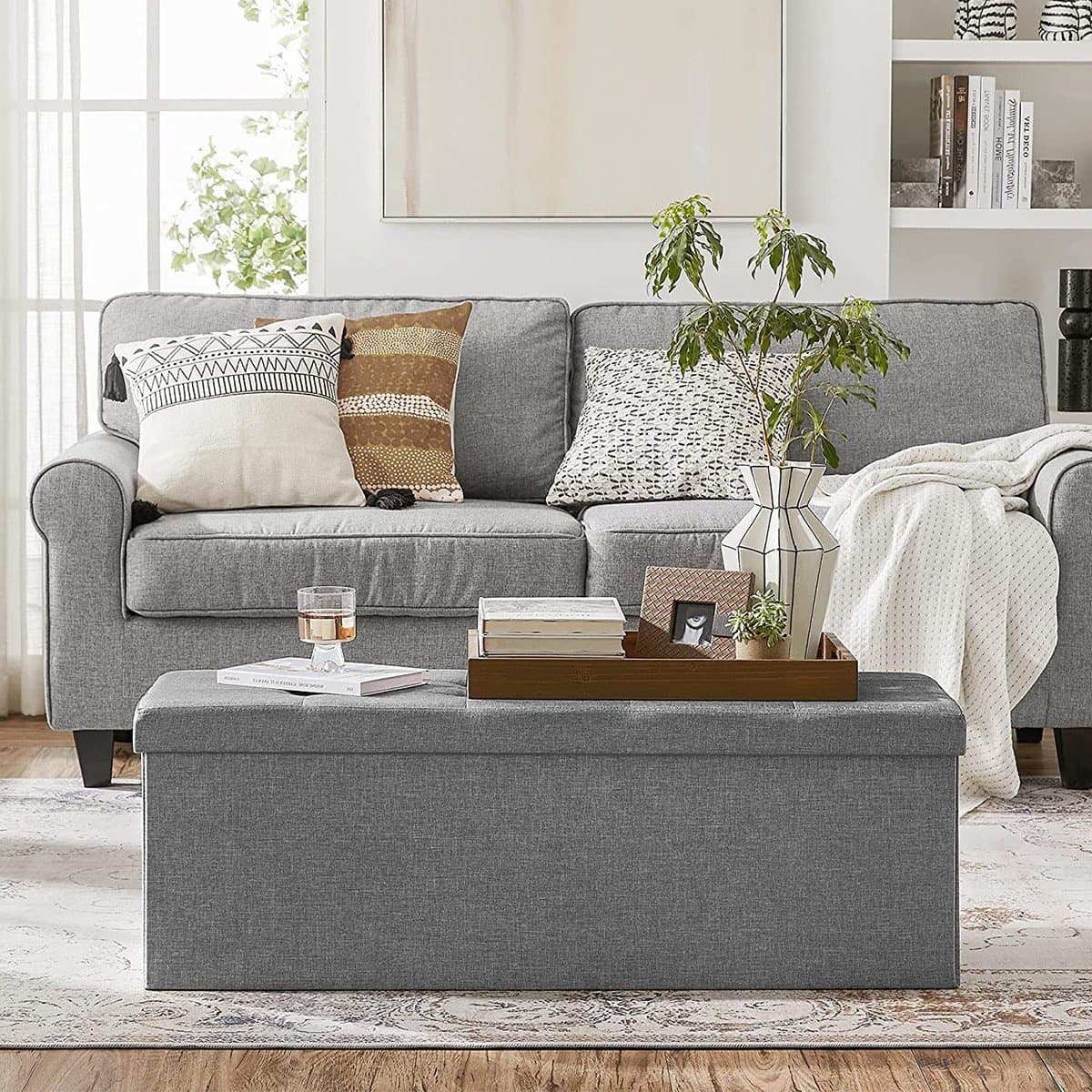 Coffre de rangement avec 2 compartiments intérieur - L110 cm - Calicosy