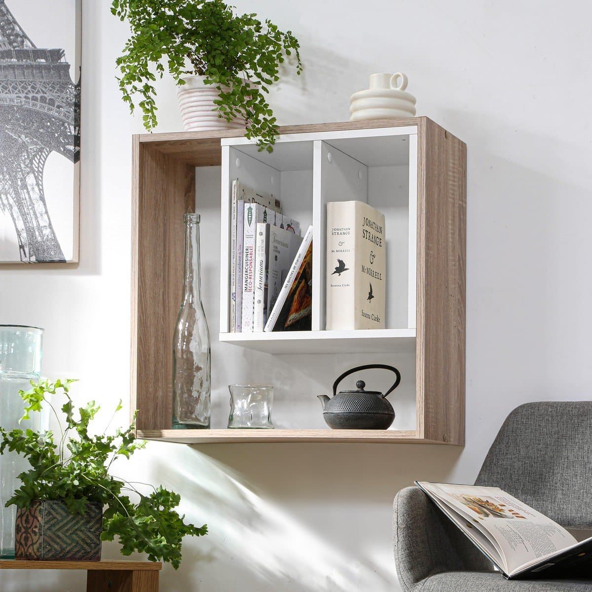 Etagère murale avec rangements Soest 3 - L58,3 x H 58,6 cm - Calicosy