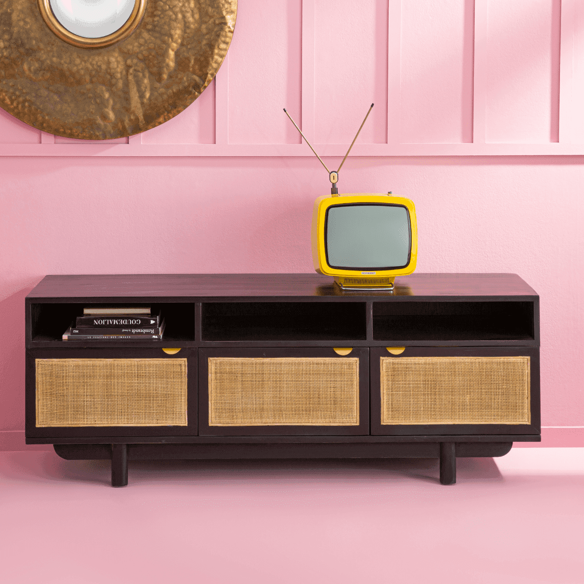 Meuble TV noir Calvi - L160 cm - Calicosy