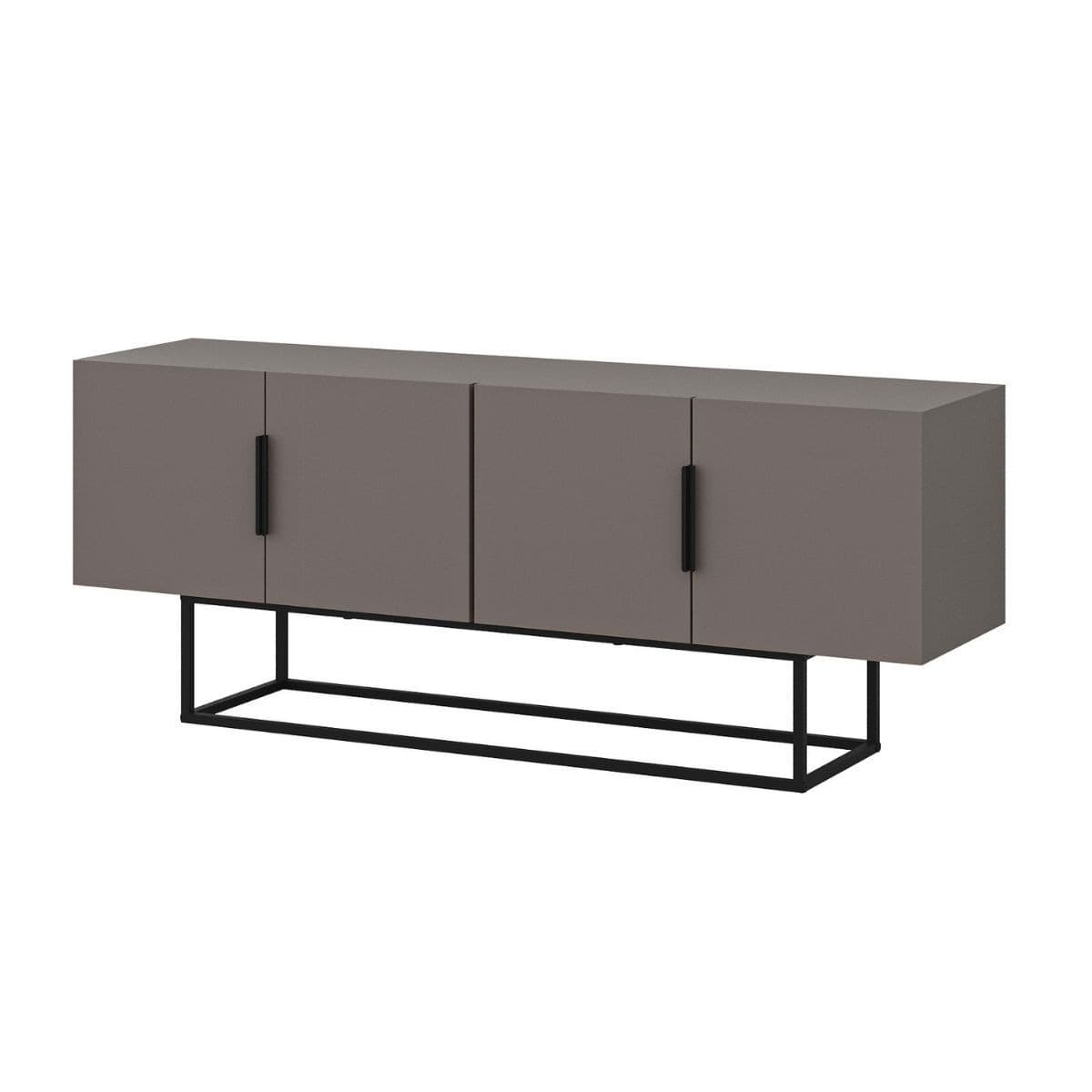 Meuble TV 4 Portes et Pieds en Métal L140 cm - Titan - Panneaux de particules - Calicosy