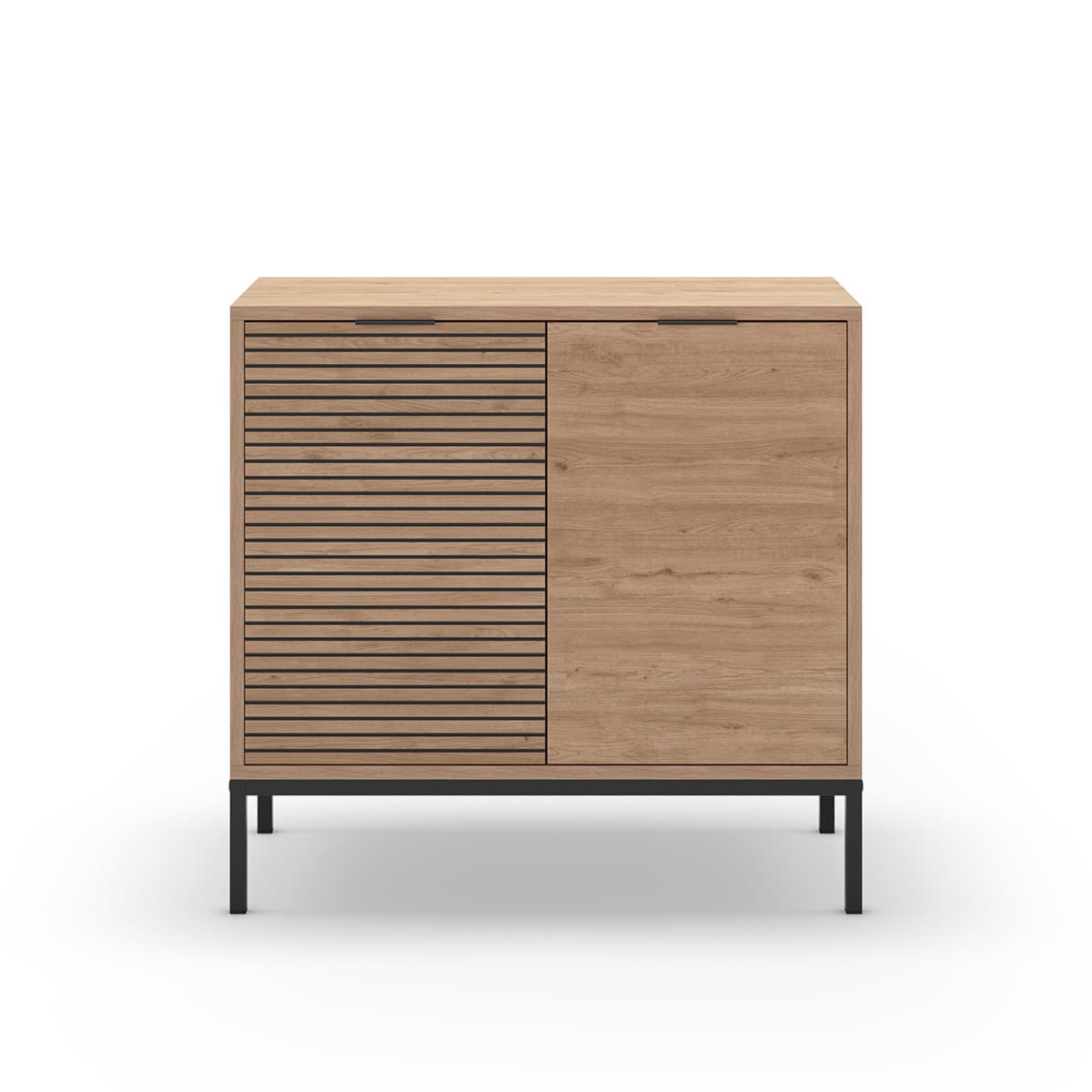 Petit buffet 2 portes et pieds en métal Ariel - L80 cm - Panneaux de particules - Calicosy