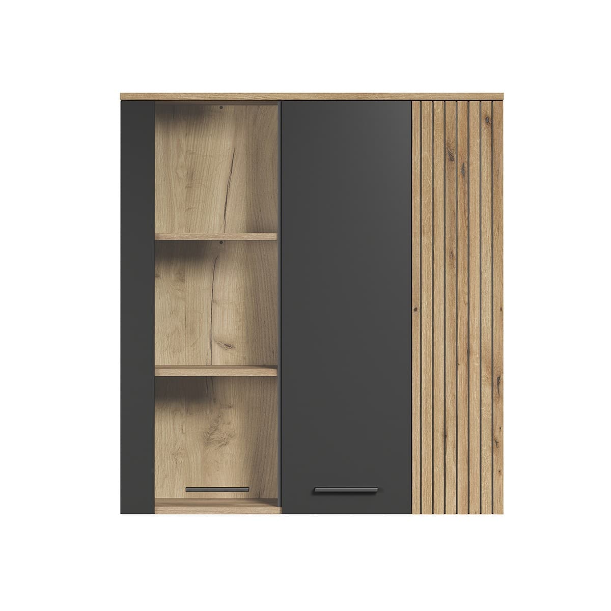 Rangement vitré suspendu, 2 portes dont une avec verre trempé L90 cm - Esteban - Panneaux de particules - Calicosy