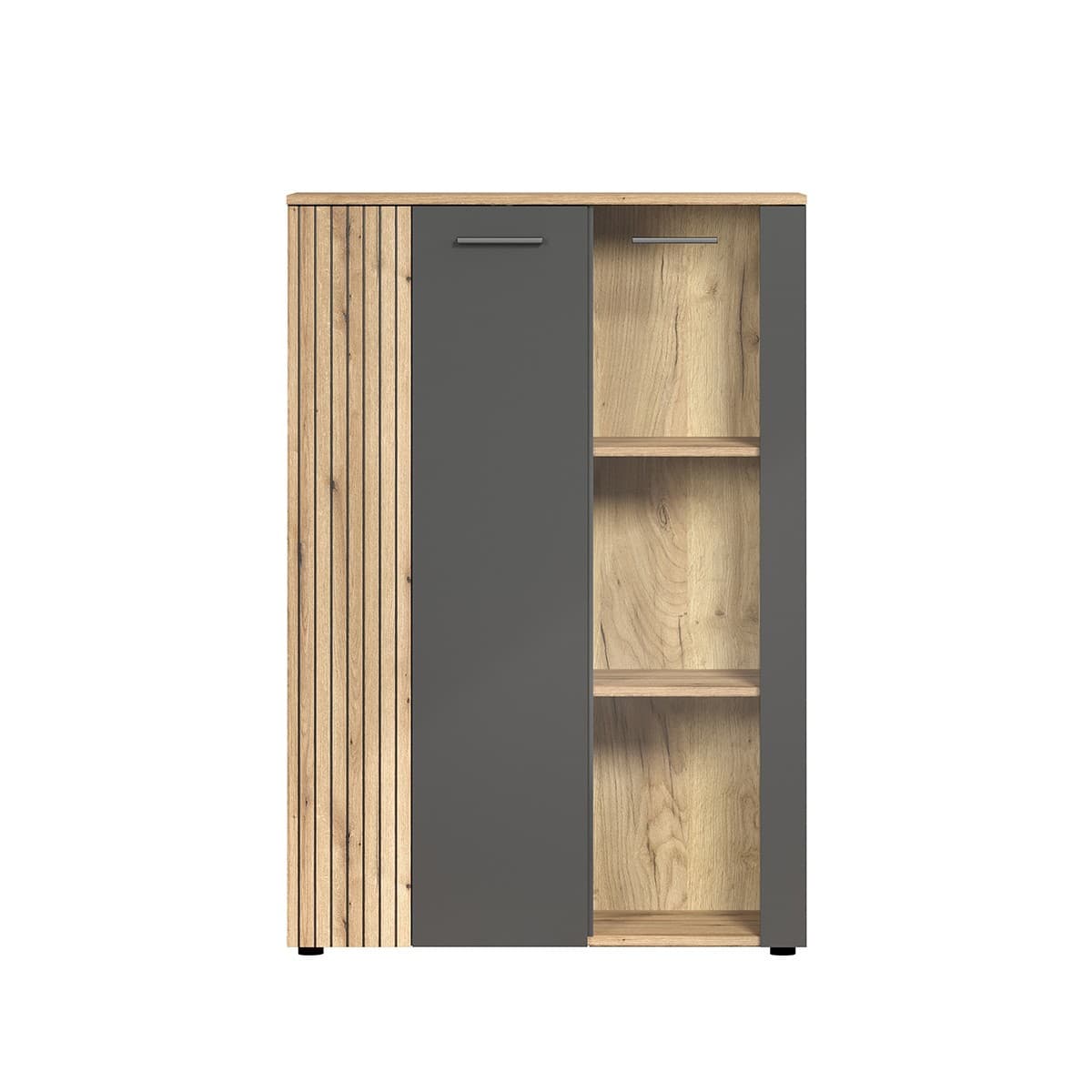 Rangement vitré 2 portes dont une avec verre trempé L90cm - Esteban - Panneaux de particules - Calicosy