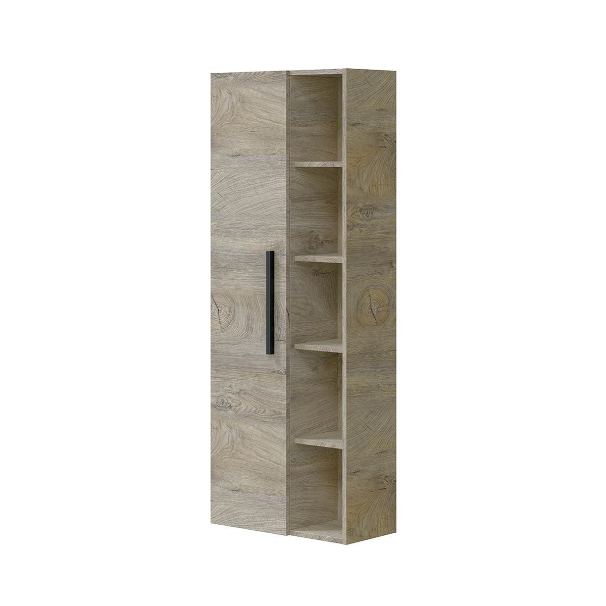 Colonne suspendue 1 porte avec 5 niches de rangement H135 cm - Panneaux de particules - Calicosy