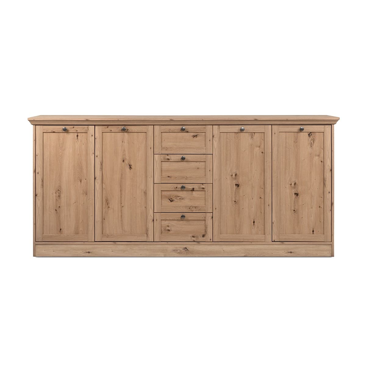 Buffet 4 portes et 4 tiroirs avec poignées en métal L200 cm - TIMBER - Panneaux de particules - Calicosy