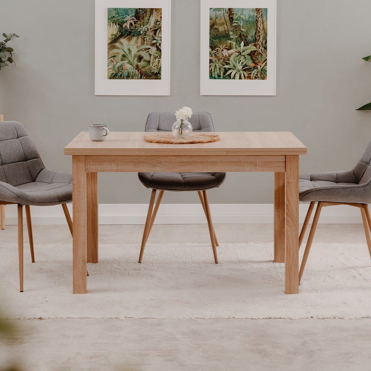 Table à manger extensible décor chêne sonoma L120-200 cm - LONGFORD - Calicosy