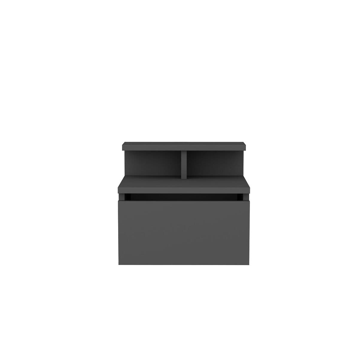 Table de chevet suspendue, 1 porte rabattable anthracite L39,8 cm - ALICE - Panneaux de particules - Calicosy