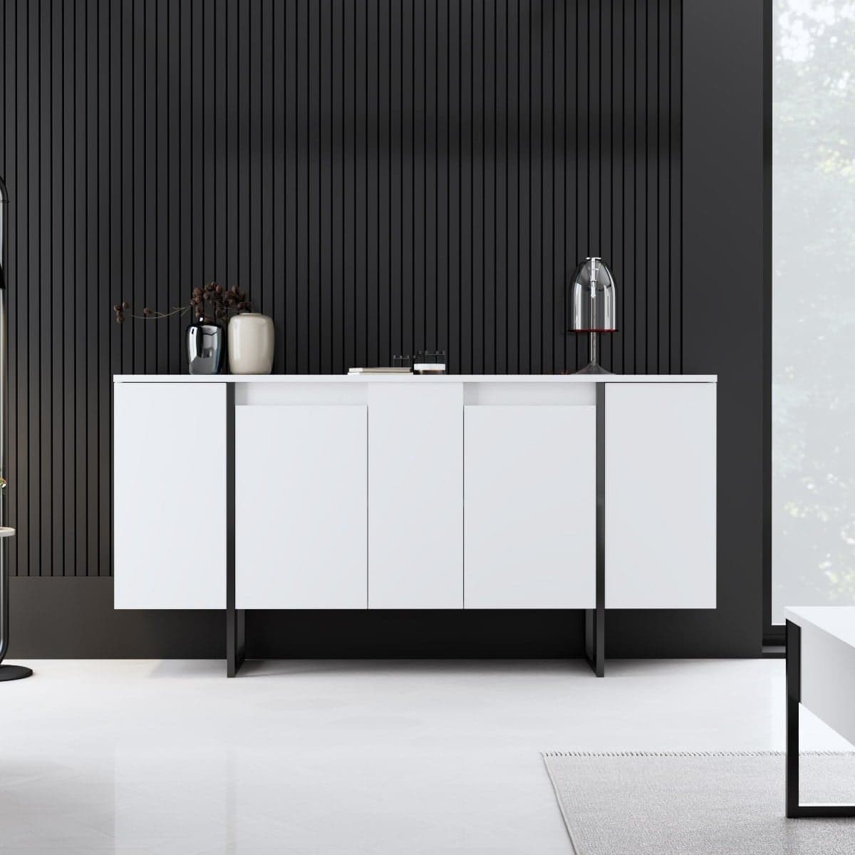 Buffet 4 portes avec étagères L160 cm - LUXE - Calicosy