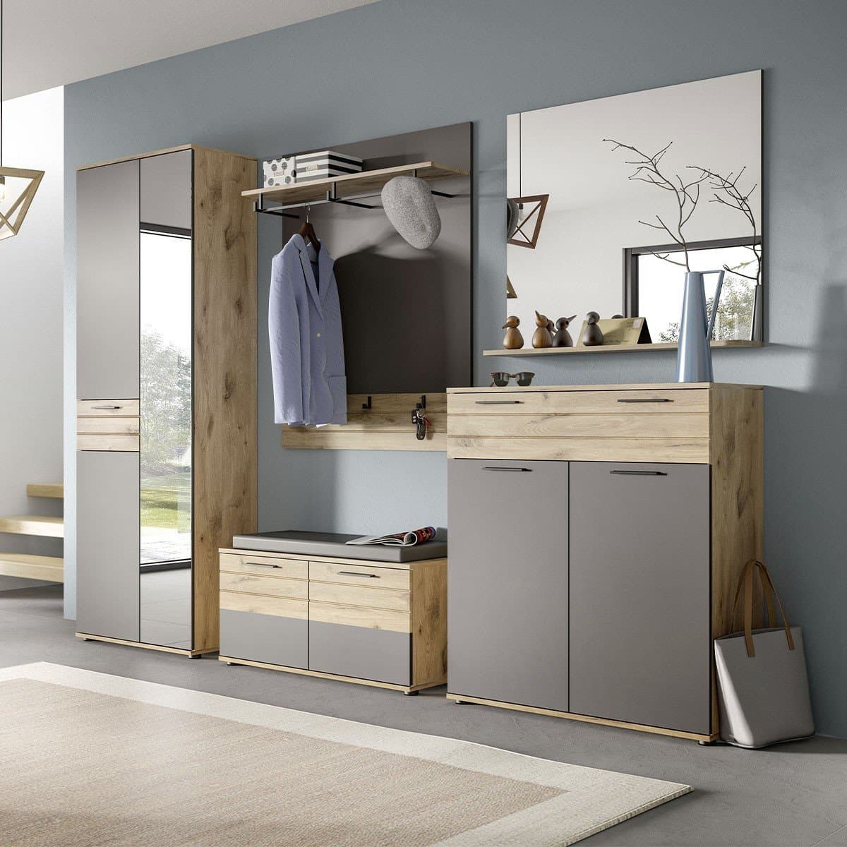 Banc avec rangement chaussures 2 portes L90 cm - MASON - Calicosy