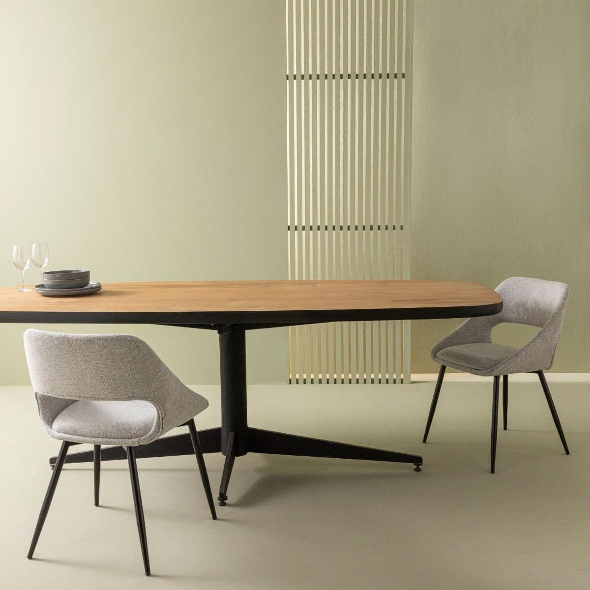 Lot de 6 chaises en tissu avec piètement en métal L51 cm - ELODIE - Calicosy