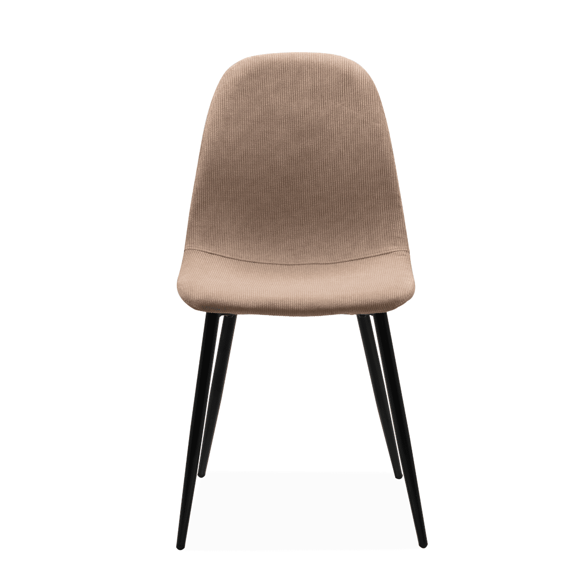 Lot de 4 Chaises en velours côtelé beige et pieds métal L43 cm ANYA - Métal - Calicosy