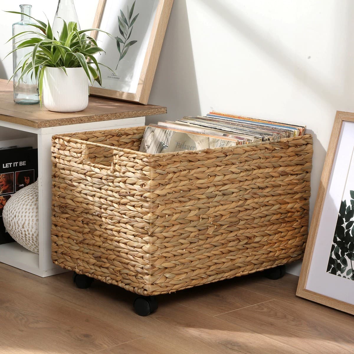 Coffre à jouet à roulettes en jacinthe d'eau - L50 cm - Calicosy