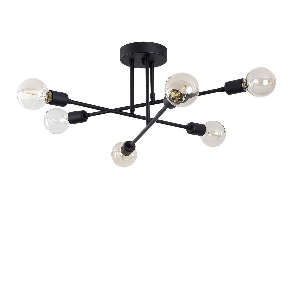 Plafonnier en métal noir 6 ampoules L64 cm - JULIA - Métal - Calicosy