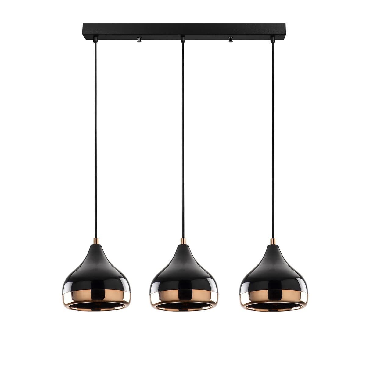 Suspension en métal noir et cuivre 3 ampoules - YILDO - Métal - Calicosy