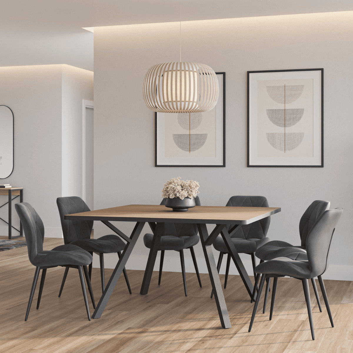 Table carrée avec pieds en métal noir L136 x l136 cm - BENI - Calicosy